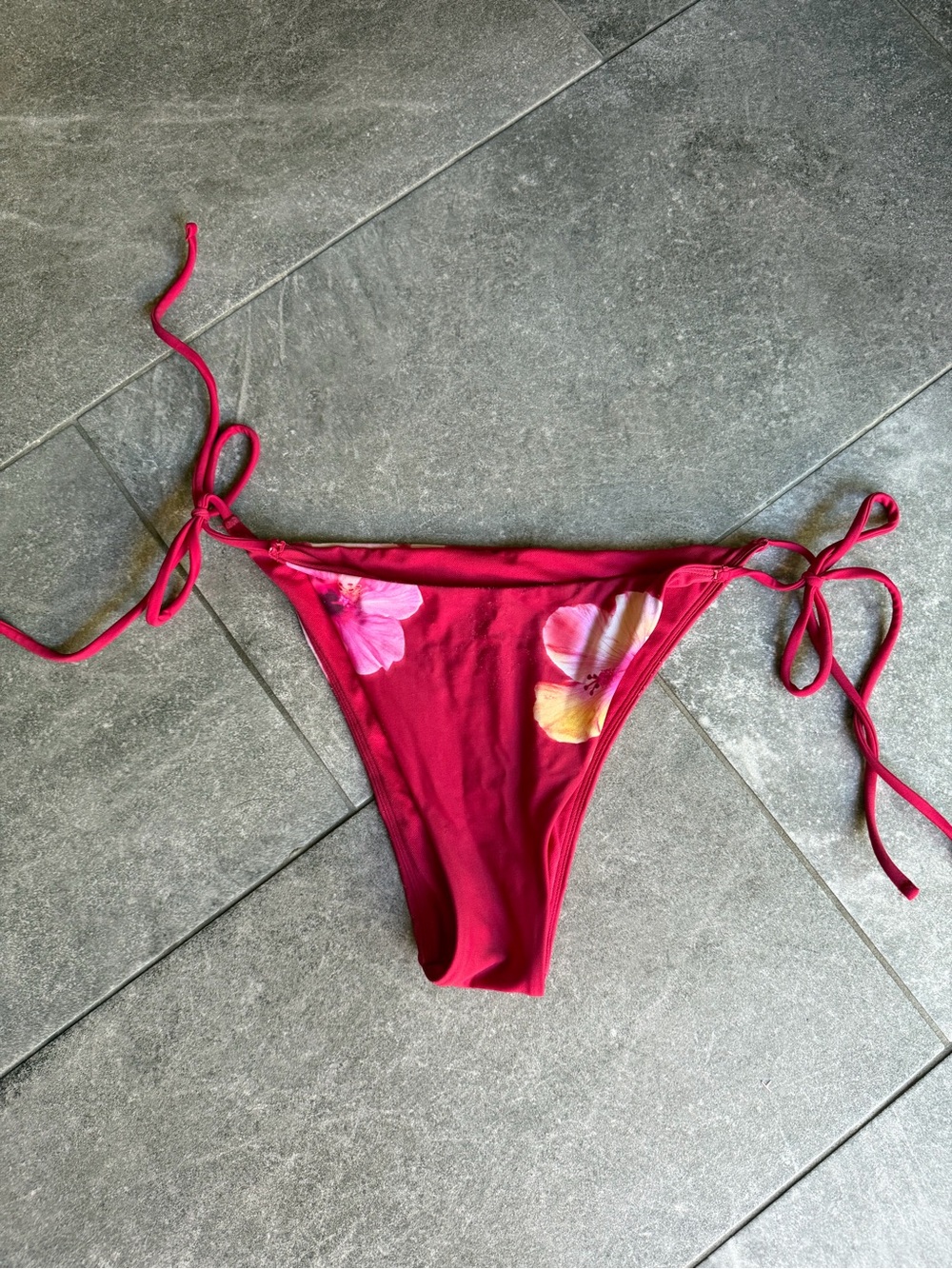 wild fable Pink-Red Floral Tie-Side Bikini Bottom